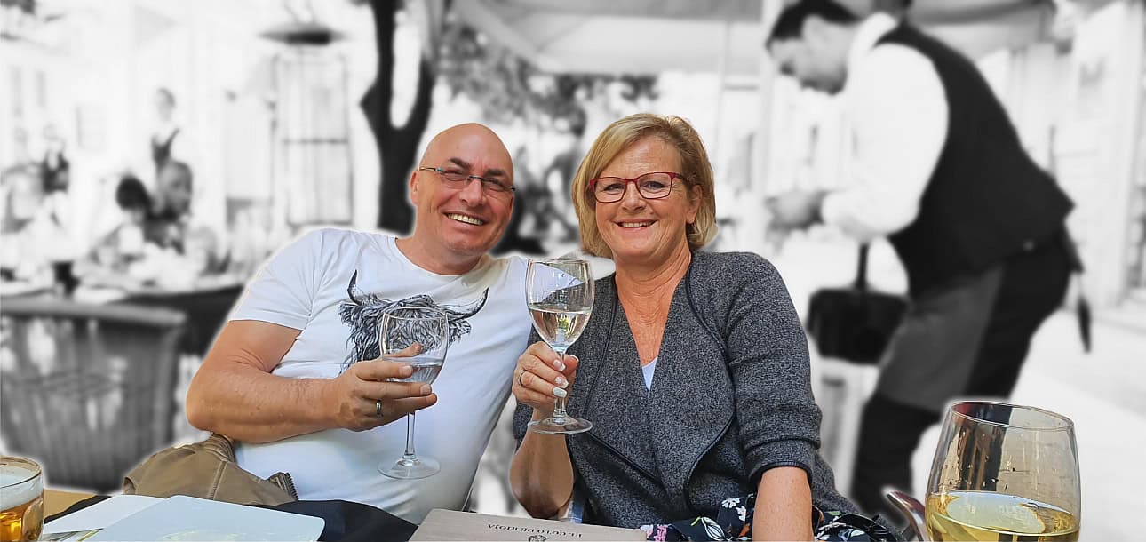 Backstage: Fred und Angela beim Restaurant Risotto in 